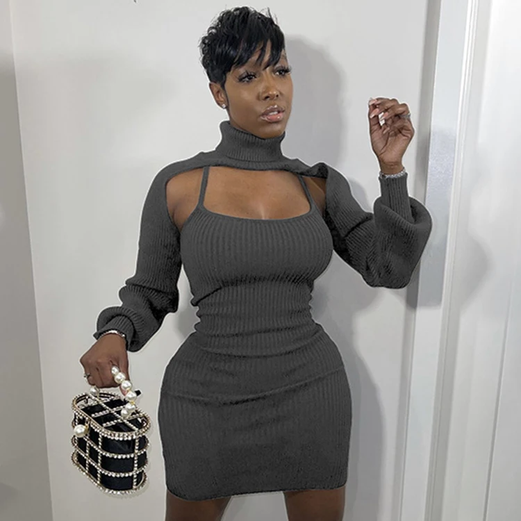 New Autumn Fashion Outfits High Neck Top With Mini Dresses Women Long Sleeve Two-Piece Dress Set, Gray,black,wine red,brown
New Autumn Fashion Outfits High Neck Top With Mini Dresses Women Long Sleeve Two-Piece Dress Set, Gray,black,wine red,brown