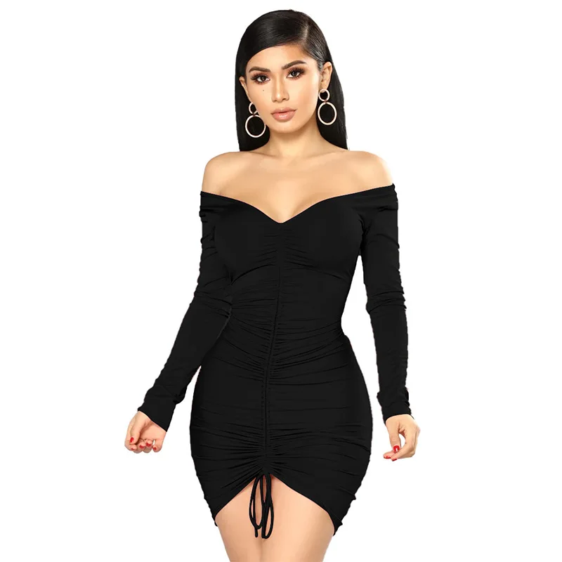 High quality sexy deep V Neck drawstring pleated Hip Wrap short skirt long sleeve tight dress, Picture color
High quality sexy deep V Neck drawstring pleated Hip Wrap short skirt long sleeve tight dress, Picture color