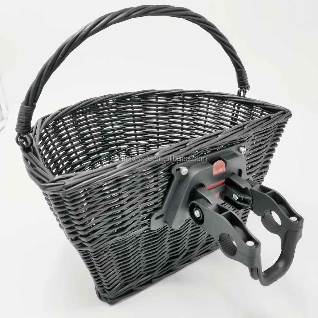 handmade woven removable rattan bicycle basket willow bike
