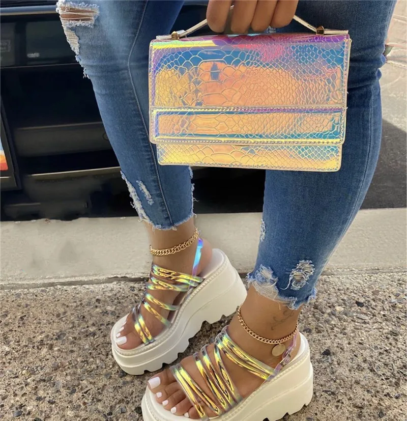 Elegant Women Handbag Match Sandals Unique Design Laser Bags And Summer Shoes SETS For Selling, Multi
Elegant Women Handbag Match Sandals Unique Design Laser Bags And Summer Shoes SETS For Selling, Multi