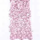 Long Bridal Lace Fabric Glitter Long Sequin Applique Hot Pink Embroidery Bead 3D Lace Fabric Bridal