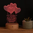 3D Visual Bedside Lamp Wooden Stand Base Engraved Custom Illusion LED 3d Night Light Lamp For Romantic Gift