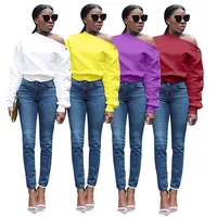 Hot Sale Crop Tops Women T Shirts Fashion Sexy Solid Color One Shoulder Button Oversized Pullover Ladies Cropped Sweatshirt
Hot Sale Crop Tops Women T Shirts Fashion Sexy Solid Color One Shoulder Button Oversized Pullover Ladies Cropped Sweatshirt