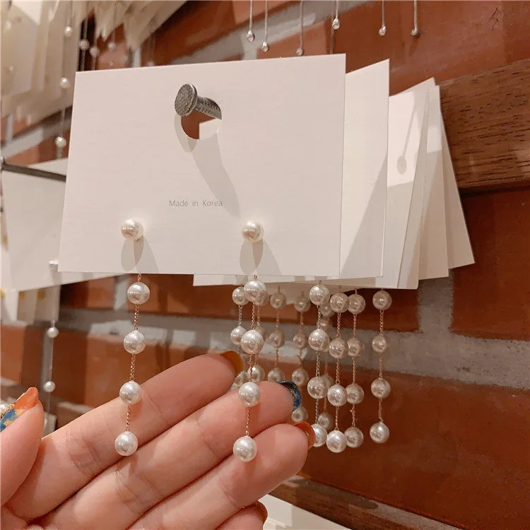 New Arrival European S925 Sterling Silver Needle Long Tassel Imitation Pearl Earrings Boho Pearl Drop Earrings For Women, White
New Arrival European S925 Sterling Silver Needle Long Tassel Imitation Pearl Earrings Boho Pearl Drop Earrings For Women, White