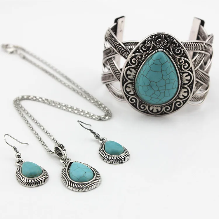 Fashion turquoise teardrop jewelry set Turquoise necklace earrings bracelet set 3pcs jewelry set SD016, As photo
Fashion turquoise teardrop jewelry set Turquoise necklace earrings bracelet set 3pcs jewelry set SD016, As photo
