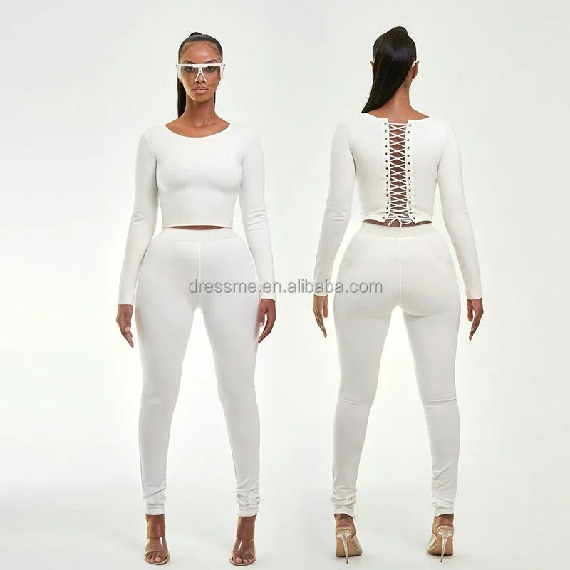 MT120-430 Wholesale Women's Solid Color Round Neck Long Sleeve Back Eyelet Tether Slim Pants Set 2 piece set women
MT120-430 Wholesale Women's Solid Color Round Neck Long Sleeve Back Eyelet Tether Slim Pants Set 2 piece set women