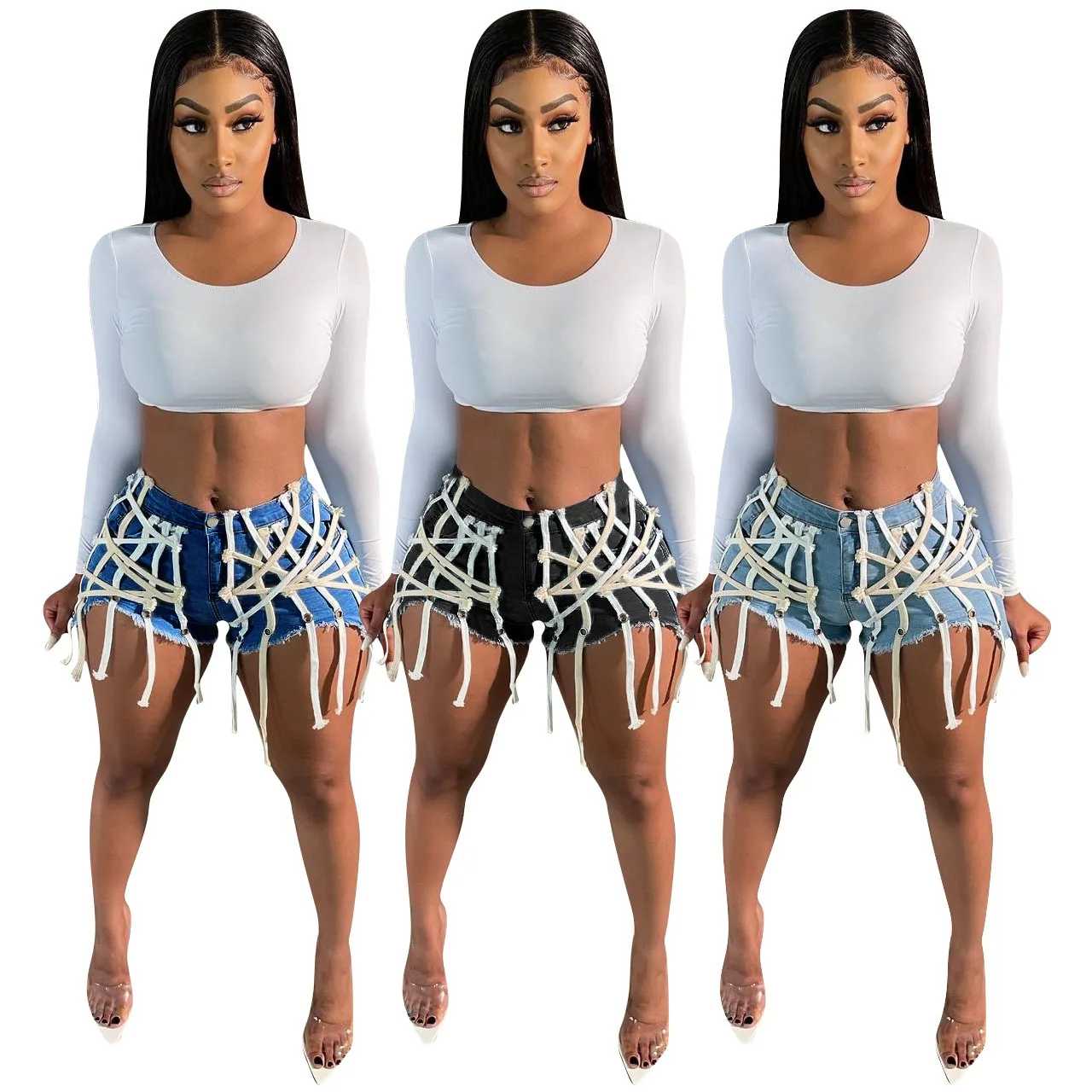2021 New Skinny High Waist Ripped Short Jeans Women Tight Denim Jeans Short String Jeans Women 
2021 New Skinny High Waist Ripped Short Jeans Women Tight Denim Jeans Short String Jeans Women
