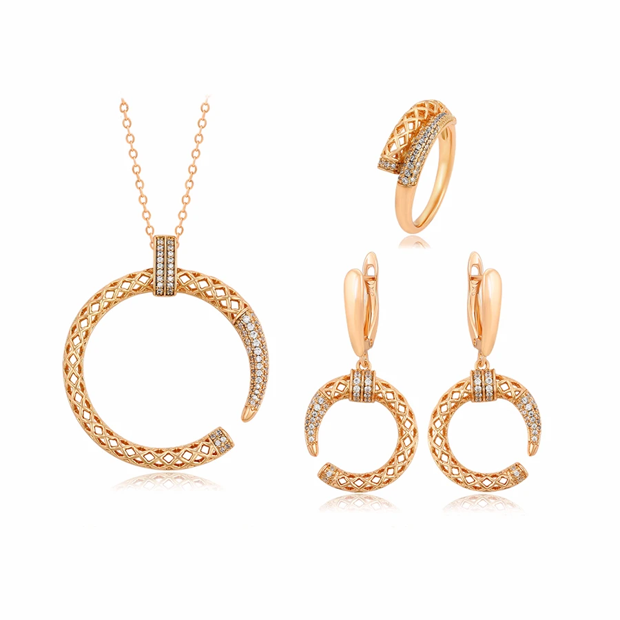 A00909366 Xuping jewelry Charm temperament jewelry semicircle pendant necklace earrings ring three-piece set
A00909366 Xuping jewelry Charm temperament jewelry semicircle pendant necklace earrings ring three-piece set