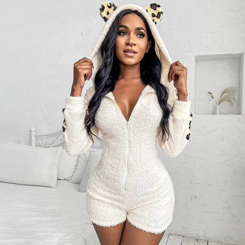2021 New Arrival Warm Plush Fluffy Flannel Shorts Sleepwear Long Sleeve One Piece Jumpsuit Women Pajamas, 3 colors
2021 New Arrival Warm Plush Fluffy Flannel Shorts Sleepwear Long Sleeve One Piece Jumpsuit Women Pajamas, 3 colors
