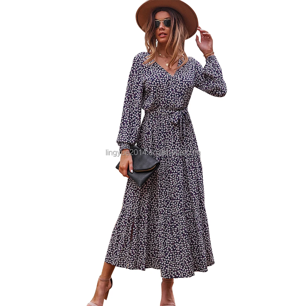 Fashion women's long sleeved dress 2021 temperament elegant belt decoration large swing skirt, 6 colors
Fashion women's long sleeved dress 2021 temperament elegant belt decoration large swing skirt, 6 colors