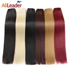 AliLeader Wholesale Price Clip In Synthetic Hair Clip-in One Piece Silky Straight Long Hair piece 5 Clips In Hair Extension