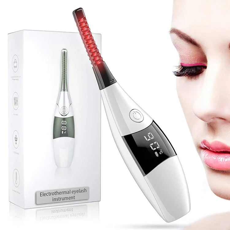 New portable makeup tools electr mini electric heated eyelash curler with comb, White/ pink
New portable makeup tools electr mini electric heated eyelash curler with comb, White/ pink