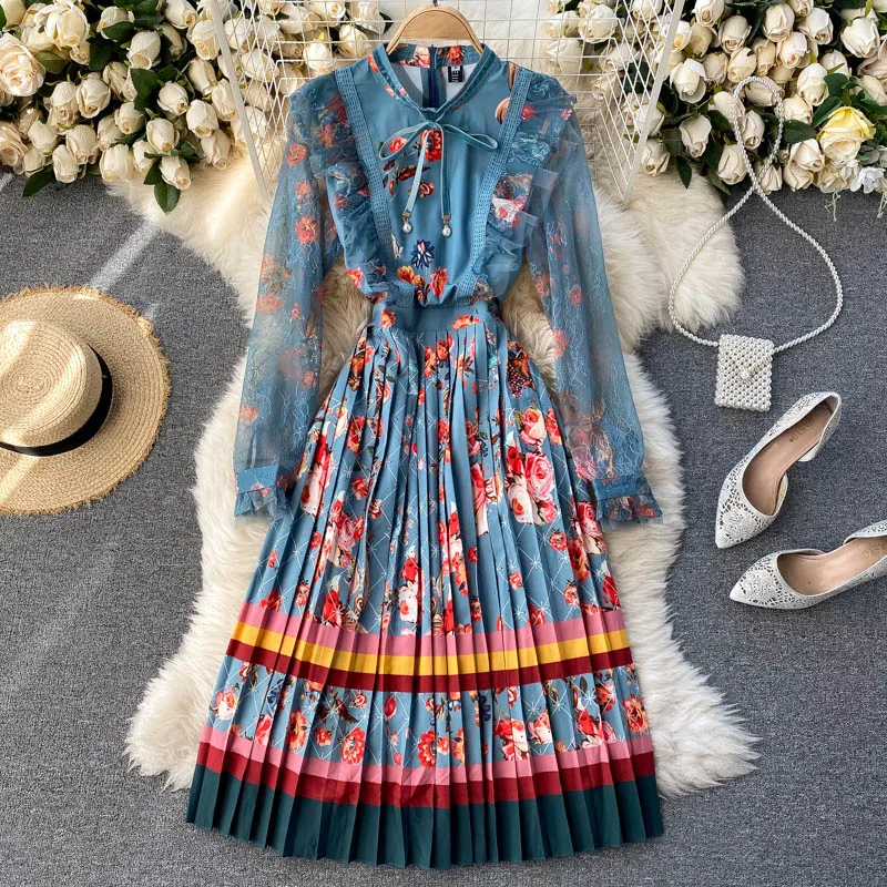 Women's French Style elegant Dress 2021 Spring Autumn Long Sleeve Ruched Dress Ruffled Lace Flower Print Pleated Midi Dress
Women's French Style elegant Dress 2021 Spring Autumn Long Sleeve Ruched Dress Ruffled Lace Flower Print Pleated Midi Dress