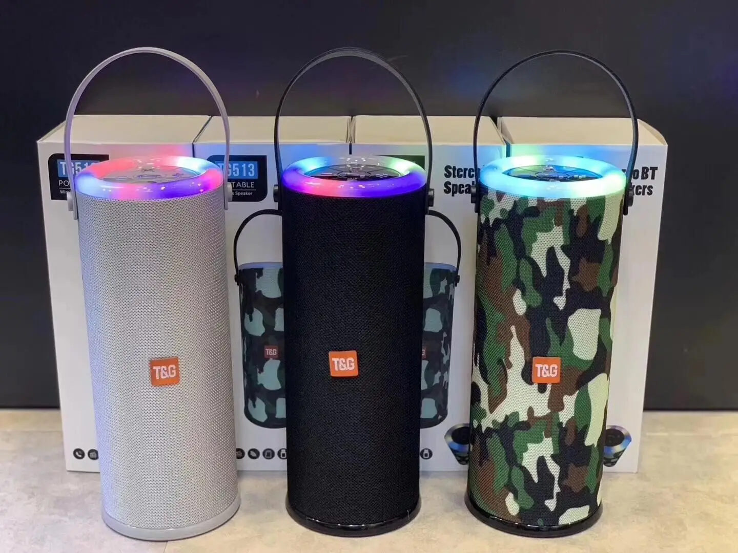 2019 New arrival TG513 outdoor subwoofer bass wireless portable bluetooth speaker with colorful LED light - ANKUX.COM