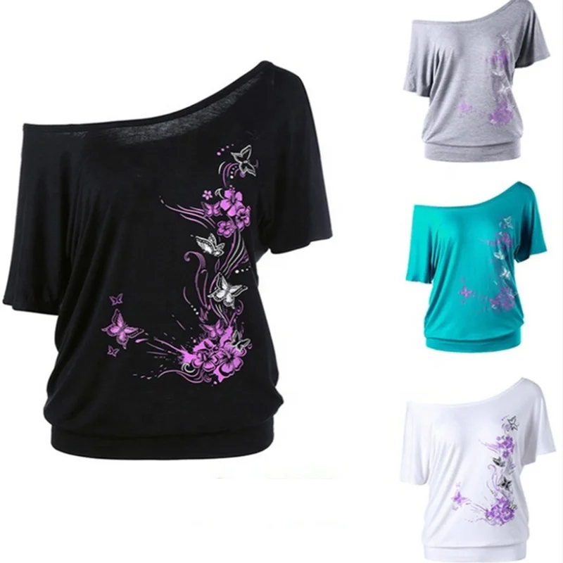 Plus Size S-5XL 2020 New Fashion Summer Butterfly Print Loose T-shirts Side Shoulder Short Sleeves Women's Tee Shirt Tops 
Plus Size S-5XL 2020 New Fashion Summer Butterfly Print Loose T-shirts Side Shoulder Short Sleeves Women's Tee Shirt Tops