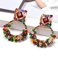 

Kaimei New Geometric Colorful Rhinestone Dangle Drop Earrings High-Quality Crystals Beads Round Handmade Dangle Drop For Women