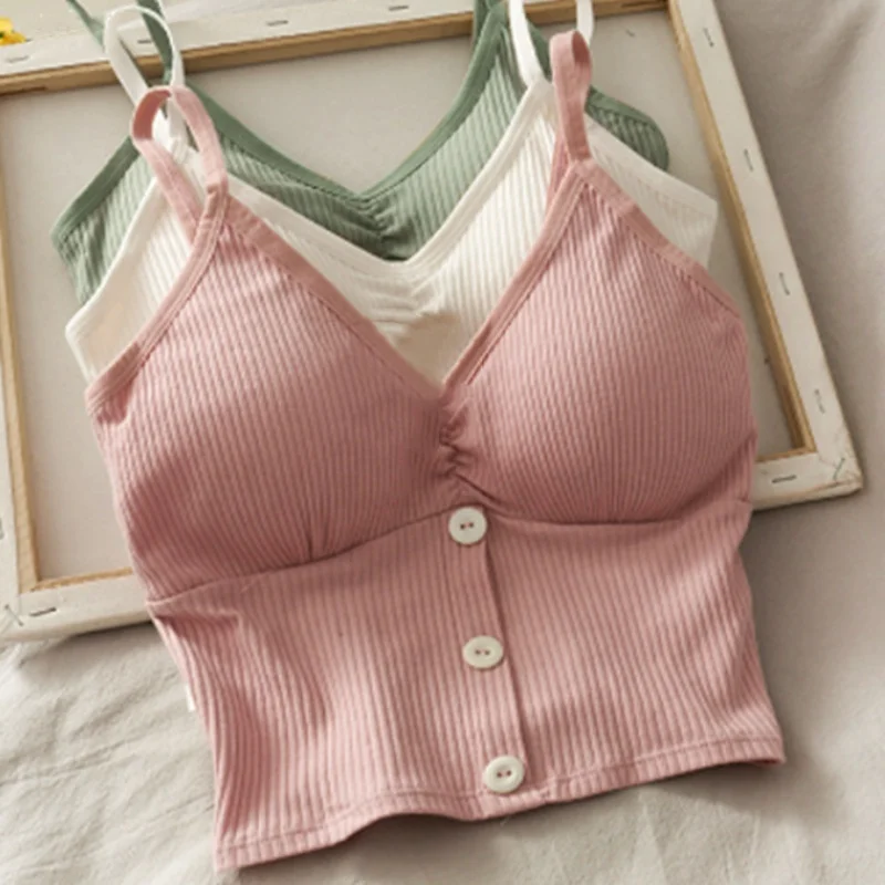 Cotton Sleeveless T Shirt Women V-neck Knitted Vest Solid Color Womens Tank Tops Buttoned Sexy Girl Camisole Padded
Cotton Sleeveless T Shirt Women V-neck Knitted Vest Solid Color Womens Tank Tops Buttoned Sexy Girl Camisole Padded