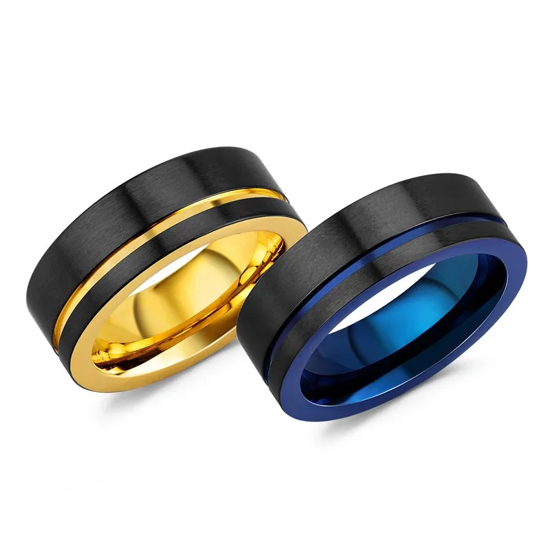 Classic Couple Wedding Ring Cool Simple Band 8MM Width Matte Black Rin,18K Gold Plate Stainless Steel Ring For Man, Golden
Classic Couple Wedding Ring Cool Simple Band 8MM Width Matte Black Rin,18K Gold Plate Stainless Steel Ring For Man, Golden