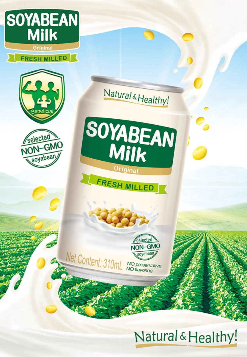 fresh 310ml canned soyabean milk drink