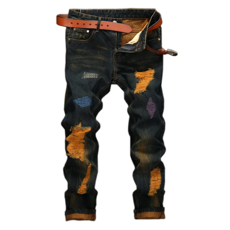 Ripped Hole Hip Hop Denim Jeans Men Autumn Cotton Stripe Vintage Blue Male Pants Soft Black Trousers
Ripped Hole Hip Hop Denim Jeans Men Autumn Cotton Stripe Vintage Blue Male Pants Soft Black Trousers