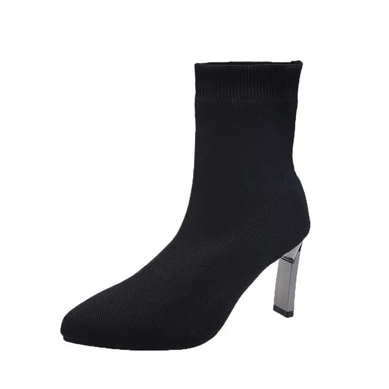 Amazon AliExpress Hot Selling Women's Boots Solid Color High Heel Stretch Cloth Pointed Toe Black Boots Women
Amazon AliExpress Hot Selling Women's Boots Solid Color High Heel Stretch Cloth Pointed Toe Black Boots Women