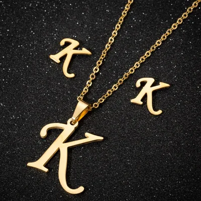 Wholesale Gold Plated Initial Necklace Earring Set Letter Pendant Necklace for Women
Wholesale Gold Plated Initial Necklace Earring Set Letter Pendant Necklace for Women