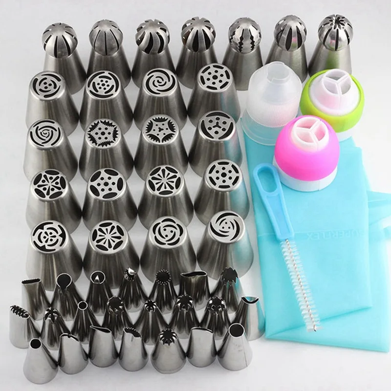 50pcs Russia Piping Nozzles Sets Cake Piping Tips Stainless Steel Decorating Nozzle with Piping Bags and Tips, Sliver
50pcs Russia Piping Nozzles Sets Cake Piping Tips Stainless Steel Decorating Nozzle with Piping Bags and Tips, Sliver