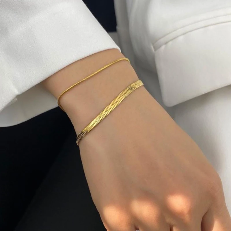 Wholesale Herringbone Chain Bracelet Flat Snake Chain bracelet Gold & Silver Stainless Steel Bracelets for Women Jewelry
Wholesale Herringbone Chain Bracelet Flat Snake Chain bracelet Gold & Silver Stainless Steel Bracelets for Women Jewelry