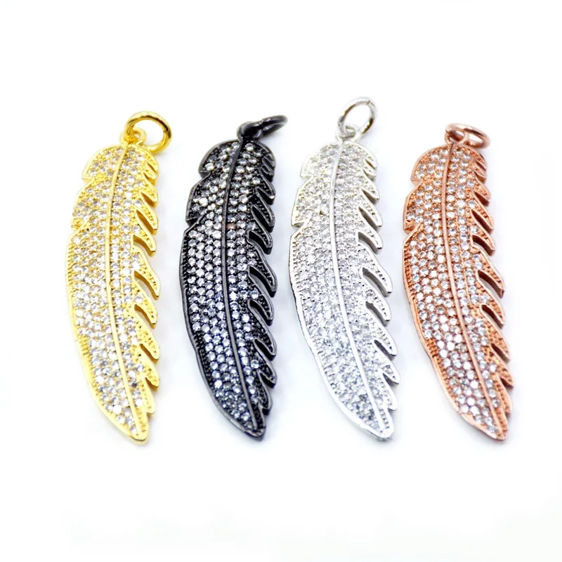 High quality Micro Pave CZ Silver Feather charm Pendant Cubic Zirconia Pave Leaf Pendants Gold Black Silver Feather Charm, Multi colors
High quality Micro Pave CZ Silver Feather charm Pendant Cubic Zirconia Pave Leaf Pendants Gold Black Silver Feather Charm, Multi colors
