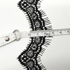 Non-Stretch Lingerie Eyelash Lace Fabric Trims Scallop Eyelash Border Black Chantilly Lace