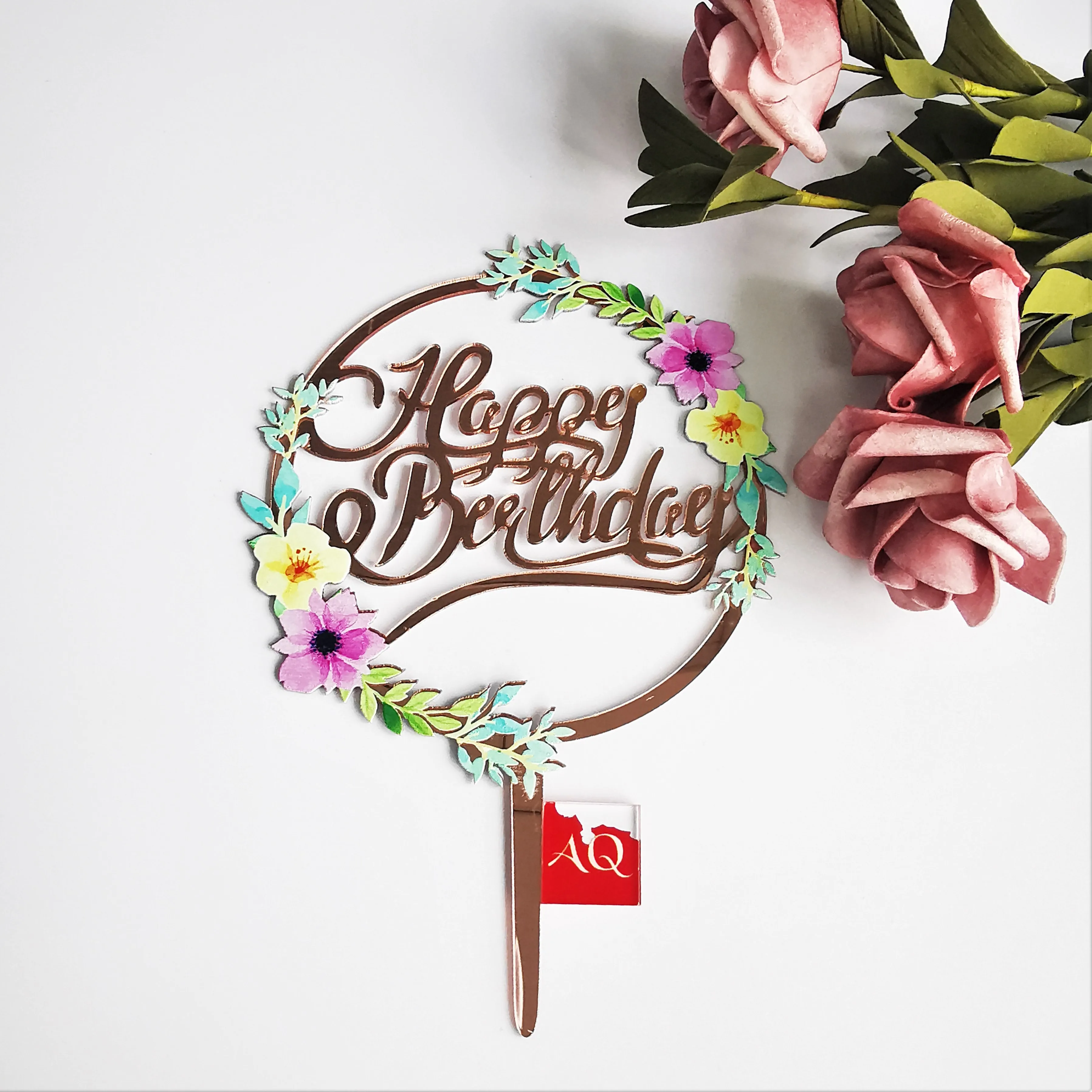 Ins Style Rose Gold Mirror beautiful Flower Happy Birthday cake topper for Birthday Party Supplies
Ins Style Rose Gold Mirror beautiful Flower Happy Birthday cake topper for Birthday Party Supplies