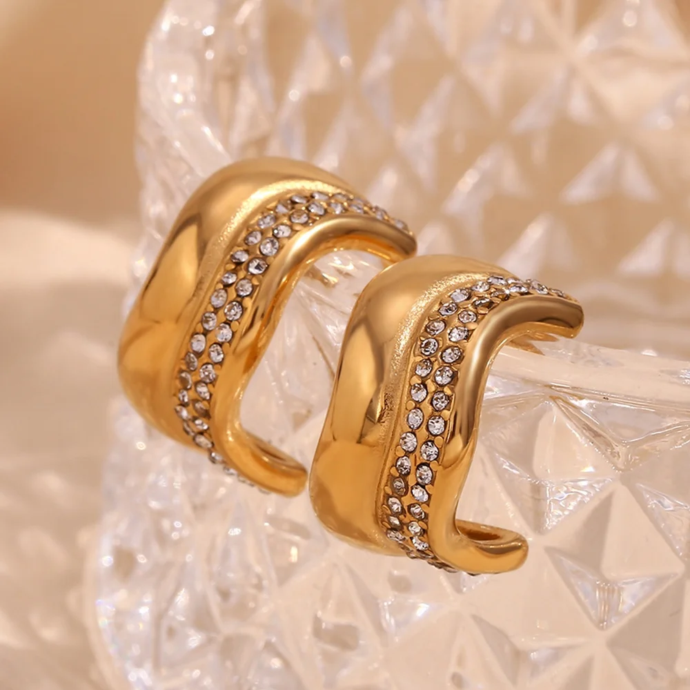 2024 Trends Water Wave Zircon Earring 18k Gold Plated Stud Earrings Stainless Steel Hoop Earring
2024 Trends Water Wave Zircon Earring 18k Gold Plated Stud Earrings Stainless Steel Hoop Earring