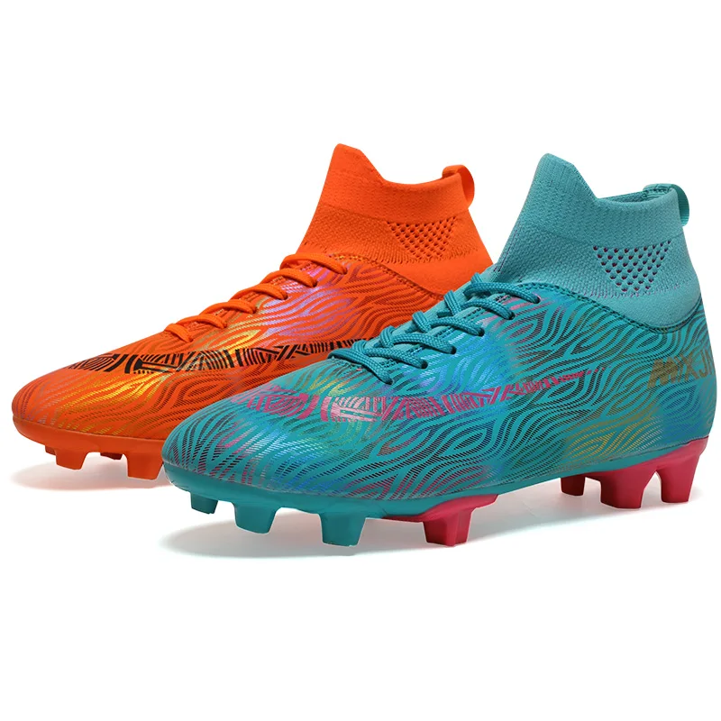 2020 Men Hot Sale Outdoor Artificial Turf Mixed Color Spike Soccer Shoes, High Ankle Fly Knit Leather Football Training Boots
2020 Men Hot Sale Outdoor Artificial Turf Mixed Color Spike Soccer Shoes, High Ankle Fly Knit Leather Football Training Boots