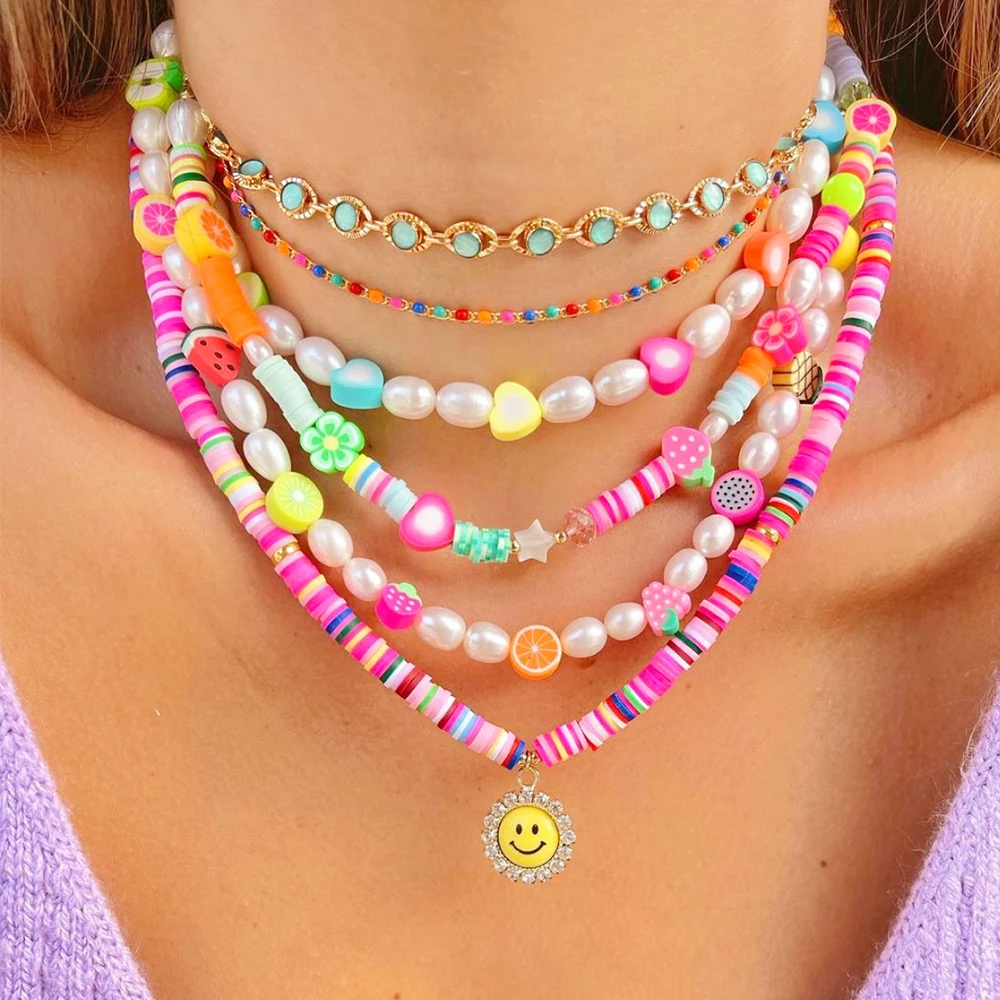 Funky Polymer Clay Disc Pearl Mix Design Chain Necklace Little Mini Fruit Petals Accessories Support DIY Gift Jewelry
Funky Polymer Clay Disc Pearl Mix Design Chain Necklace Little Mini Fruit Petals Accessories Support DIY Gift Jewelry