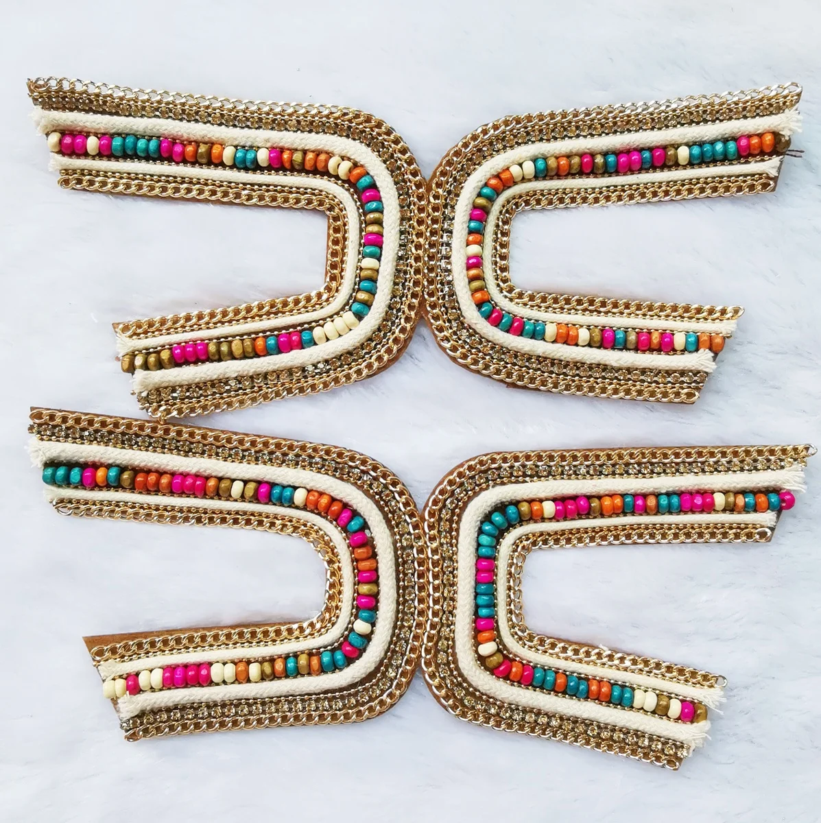 Human handmade shoes vamp glue with wooden beads on drill chain as shoes decoration hot selling
Human handmade shoes vamp glue with wooden beads on drill chain as shoes decoration hot selling