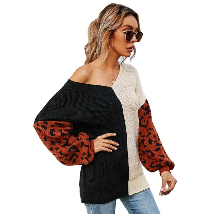 Fashion Fall Winter Women Lady Loose V-neck Jumper Oversized Sweaters Knitted Plus Size Leopard Print Pullover Women's Sweater
Fashion Fall Winter Women Lady Loose V-neck Jumper Oversized Sweaters Knitted Plus Size Leopard Print Pullover Women's Sweater