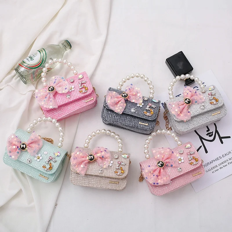 New Arrival Bow Children Pearl Crossbody Bag Cute Baby Little Girl Mini Shoulder Chain Bag For Kids, 6 colors
New Arrival Bow Children Pearl Crossbody Bag Cute Baby Little Girl Mini Shoulder Chain Bag For Kids, 6 colors