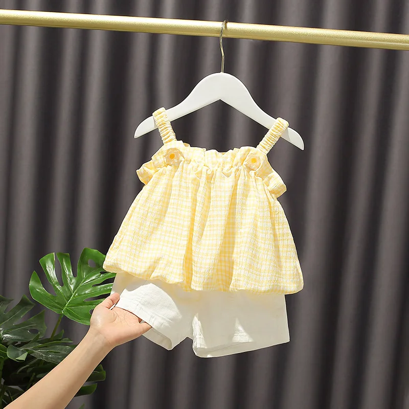 CS001 summer Children's clothing sets lace top lovely Plaid flower kids baby girl cloth two piece set
CS001 summer Children's clothing sets lace top lovely Plaid flower kids baby girl cloth two piece set