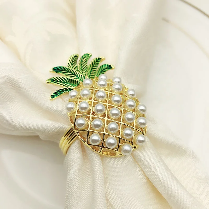 Gold Pineapple Napkin rings Rhinestone Pearl Napkin Rings Wedding Silver Metal Napkin Ring Holder for Dinner Decoration HWP01
Gold Pineapple Napkin rings Rhinestone Pearl Napkin Rings Wedding Silver Metal Napkin Ring Holder for Dinner Decoration HWP01