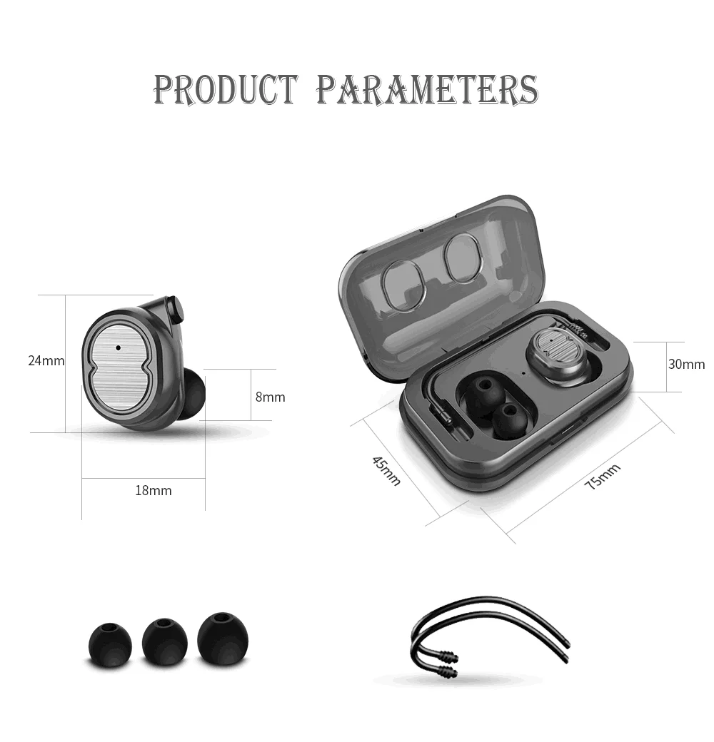 2019 hot selling TWS-X6 noise cancelling single earphone touching control wireless earbud with charging case - ANKUX.COM