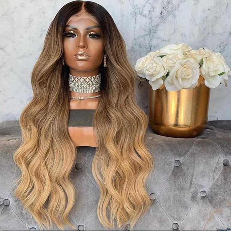 Customize Inches Long Body Wave Ombre Brown Honey Blonde Color