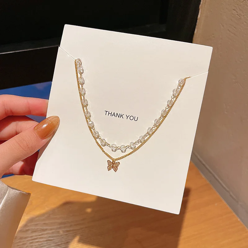 Korean Trendy Double Layers Stainless Steel Crystal Bead Clavicle Necklace Gold Plated Titanium Steel Butterfly Pendant Necklace
Korean Trendy Double Layers Stainless Steel Crystal Bead Clavicle Necklace Gold Plated Titanium Steel Butterfly Pendant Necklace