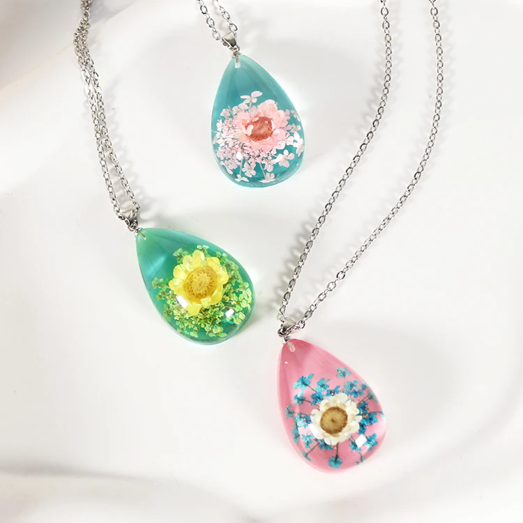Droplet Shape Fashion Stainless Steel Jewelry Necklace Resin Women Gift Real Flower Necklace
Droplet Shape Fashion Stainless Steel Jewelry Necklace Resin Women Gift Real Flower Necklace