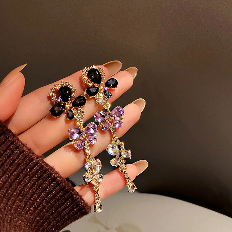 Korean New Elegant Vintage Purple Crystal Butterfly Drop Earrings For Women Girls Fashion Long Earings Party Jewelry
Korean New Elegant Vintage Purple Crystal Butterfly Drop Earrings For Women Girls Fashion Long Earings Party Jewelry