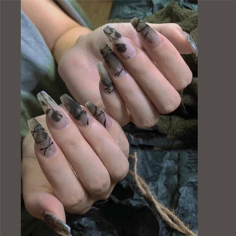 Long Trapezoid rose wholesale press on nail vendors finger nails press on finger nails false 
Long Trapezoid rose wholesale press on nail vendors finger nails press on finger nails false