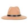 New Fashion Hot Sale Durable Leather Strap Metal Buckle Wide Brim Felt Fedora The Wool Polyester Khaki Blaze Orange Cowboy Hat