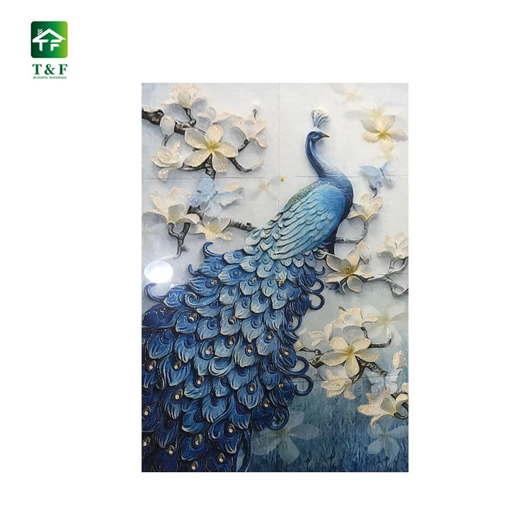 Blue Peacock Look 3d Ceramic Floor Tile Prices For Bedroom High Gloss Good Sale Floor 3d Tile Price In India Buy 3d Tile Price In India 3d Ceramic