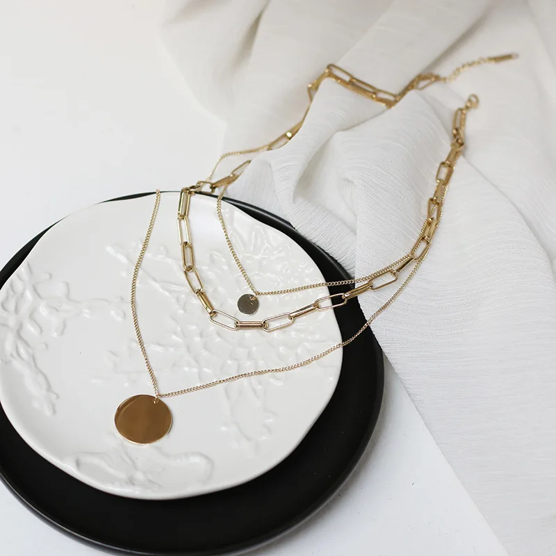 Custom Gold Plated Geometric Coin Choker Pendant Stainless Steel Necklace Clavicle Three Chain For Women, As the picture show
Custom Gold Plated Geometric Coin Choker Pendant Stainless Steel Necklace Clavicle Three Chain For Women, As the picture show