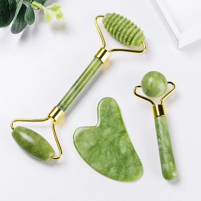New Anti Winkles 100% Real Natural Beauty Jade Face Massage Jade Roller and Gua Sha Sets, Photo shows
New Anti Winkles 100% Real Natural Beauty Jade Face Massage Jade Roller and Gua Sha Sets, Photo shows