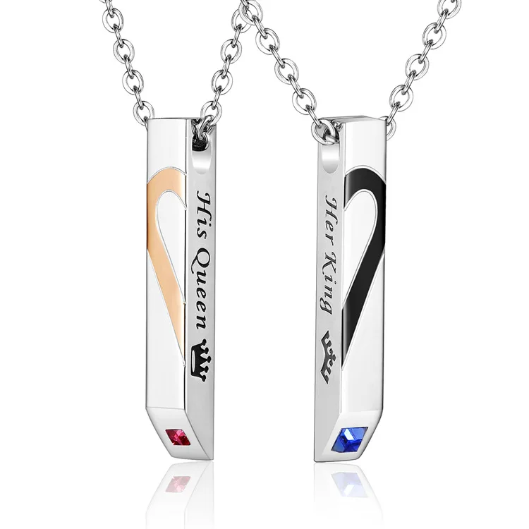 Wholesale Laser letter necklace her king his queen Titanium couple necklace for gift
Wholesale Laser letter necklace her king his queen Titanium couple necklace for gift